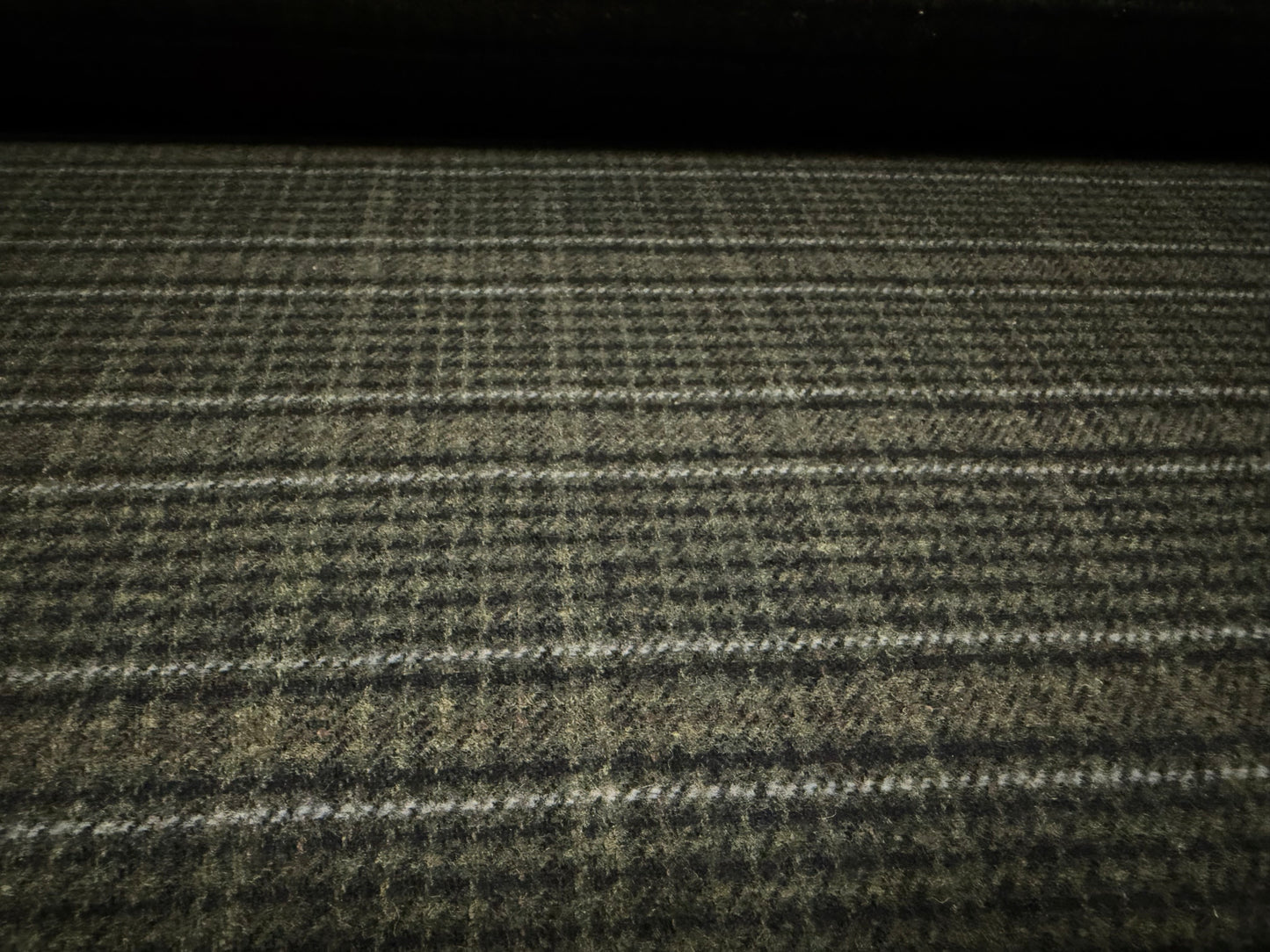 Heavyweight wool flannel fabric, per metre - plaid check - olive & dark green