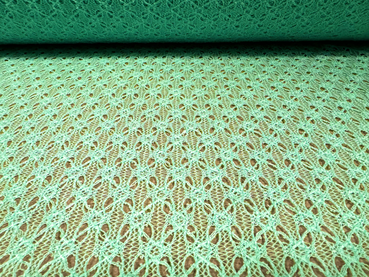 Crochet lace dress fabric, per metre - ditsy flower design - aqua