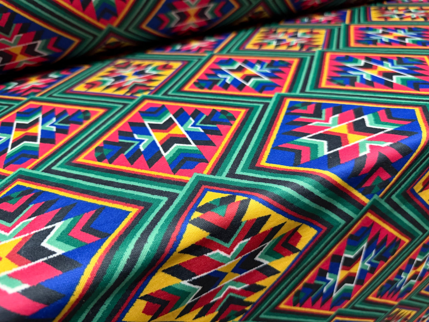 Toledo double jersey fabric, per metre - Navajo style print - multicolour