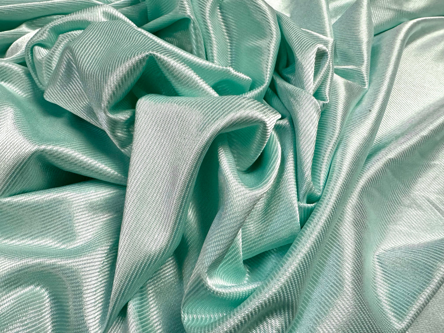 Stretch satin single jersey twill fabric, per metre - plain - aqua