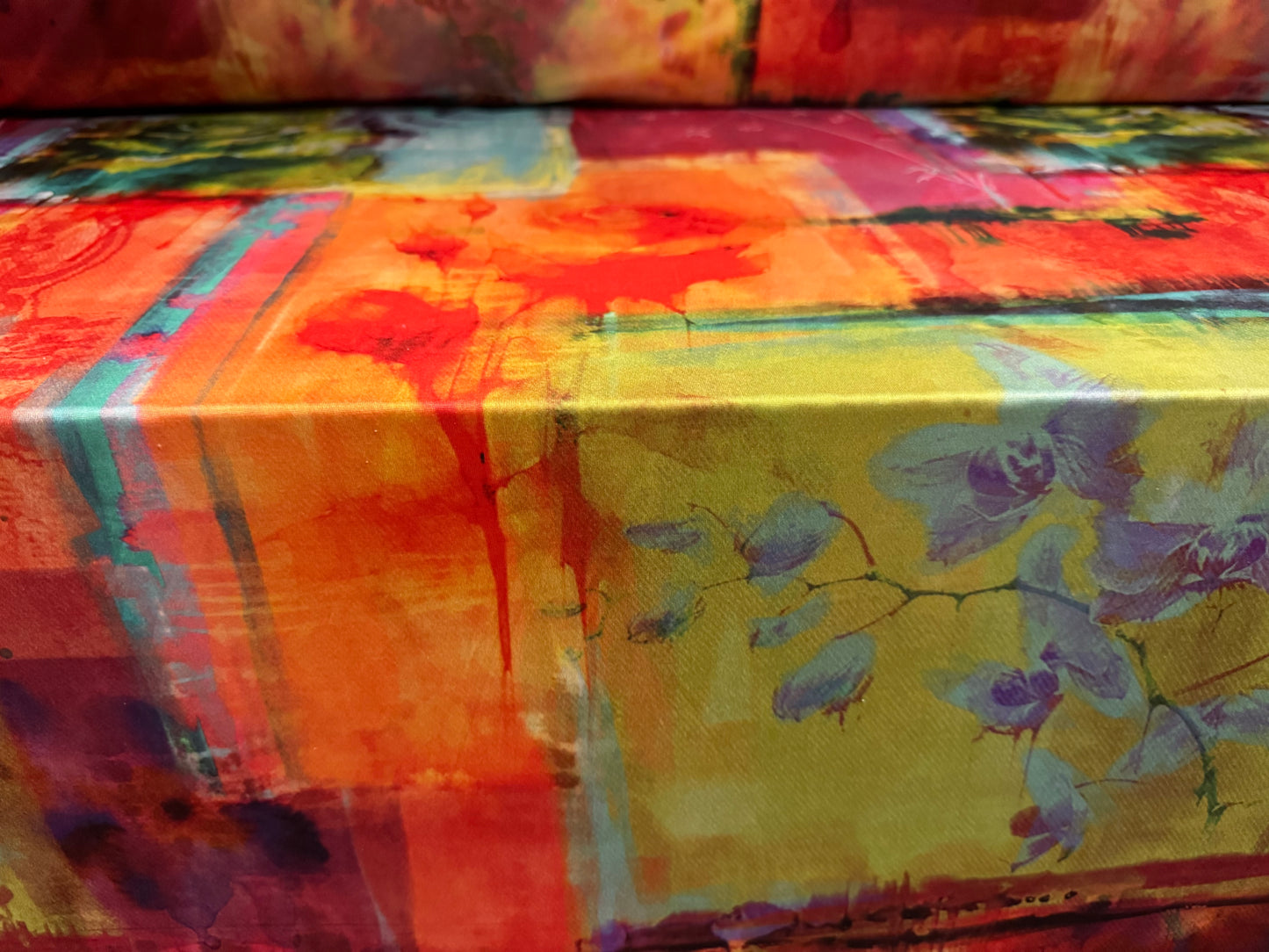 Soft touch stretch spandex single jersey fabric, per metre - floral collage print - multicolour