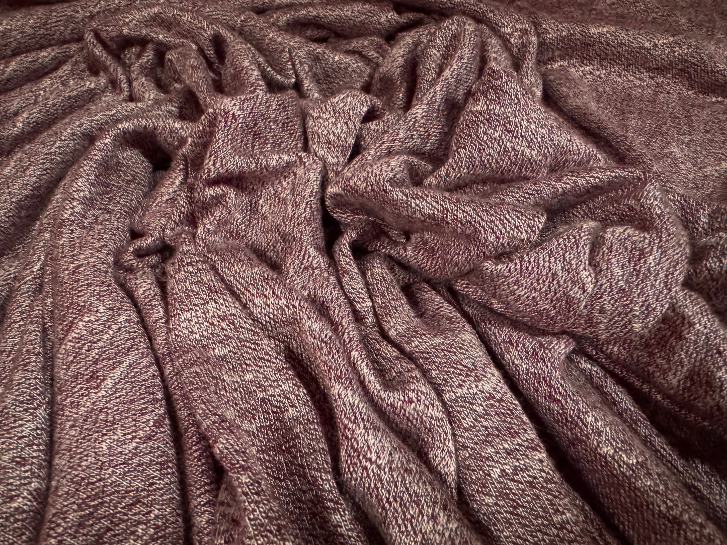 Super soft melange slub knitwear jersey fabric, per metre - mauve