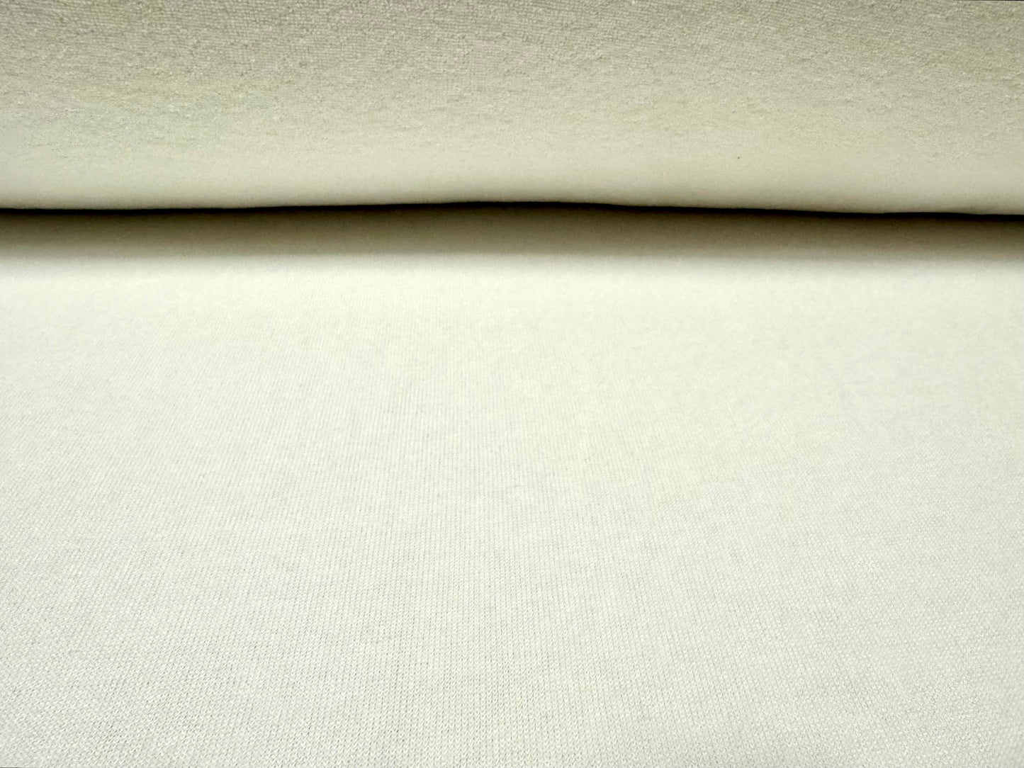 Cotton close cropped terry towelling fabric, per metre - plain - ivory