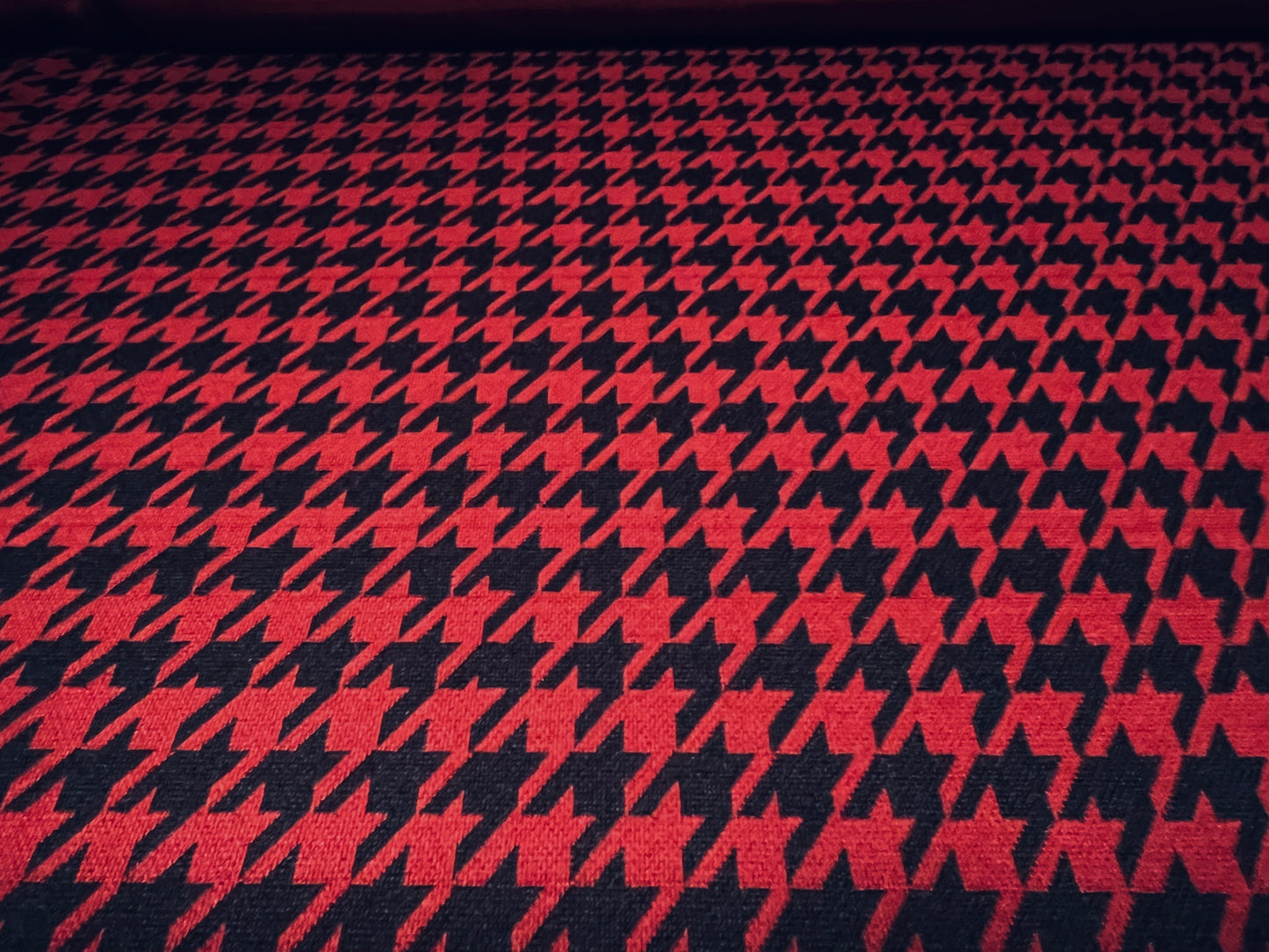 Double jersey knitwear fabric, per metre - houndstooth jacquard - red & black