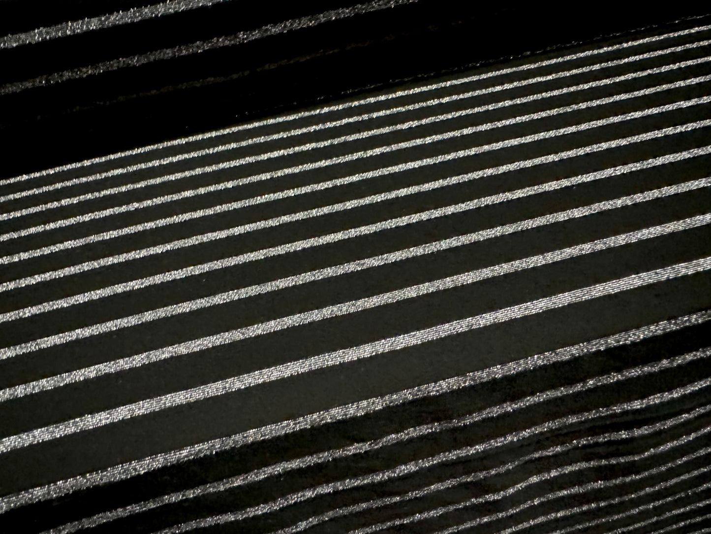 Metallic stretch single jersey fashion fabric, per metre - striped - black with silver lurex