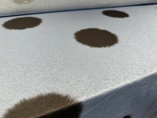Thick & thin stretch spandex single jersey fashion fabric, per metre - ink blot print - blue