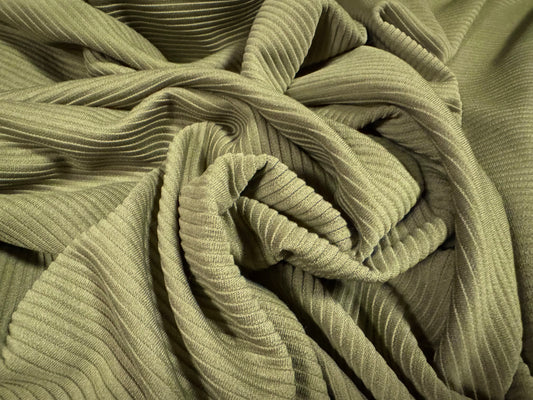 Ottoman Rib Stretch Double jersey fabric , per metre - plain - khaki green