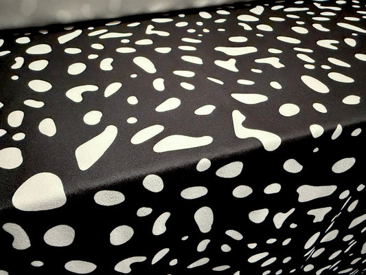 Scuba crepe stretch double jersey fabric, per metre - blob print - black & white