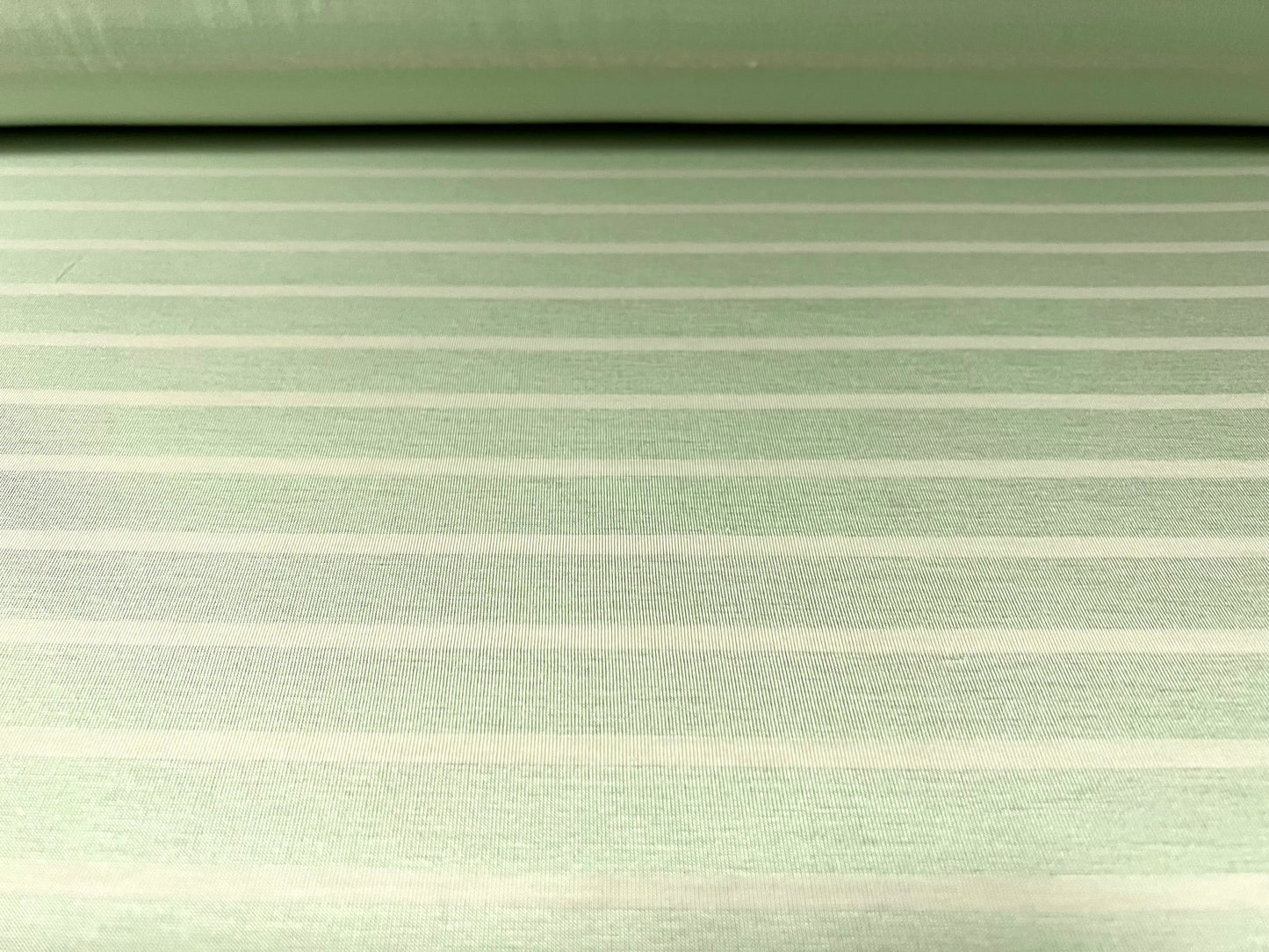 Viscose spandex stretch single jersey fabric, per metre - stripe - pale green & ivory