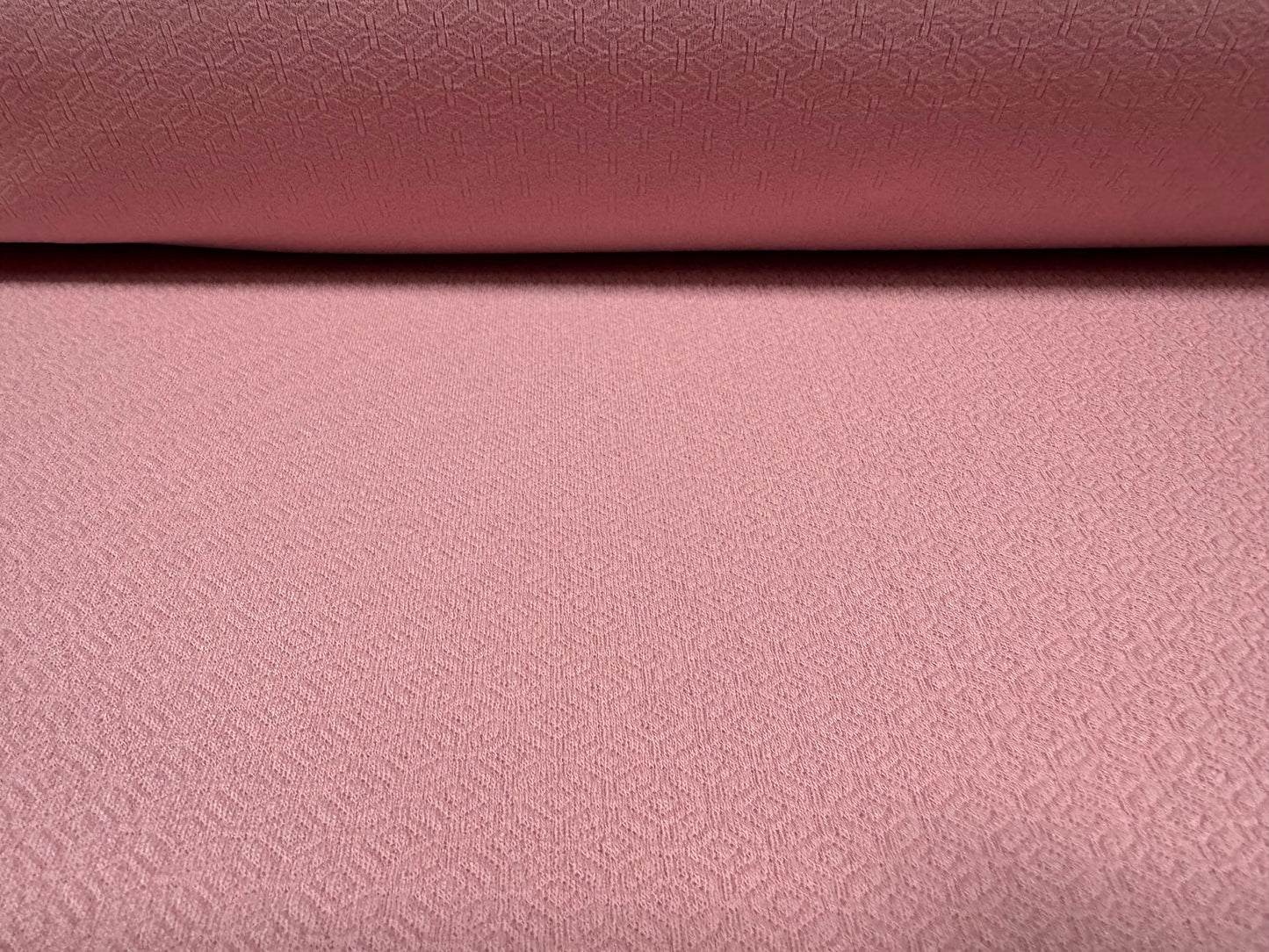 Stretch double jersey fashion fabric, per metre - geometric jacquard - pink