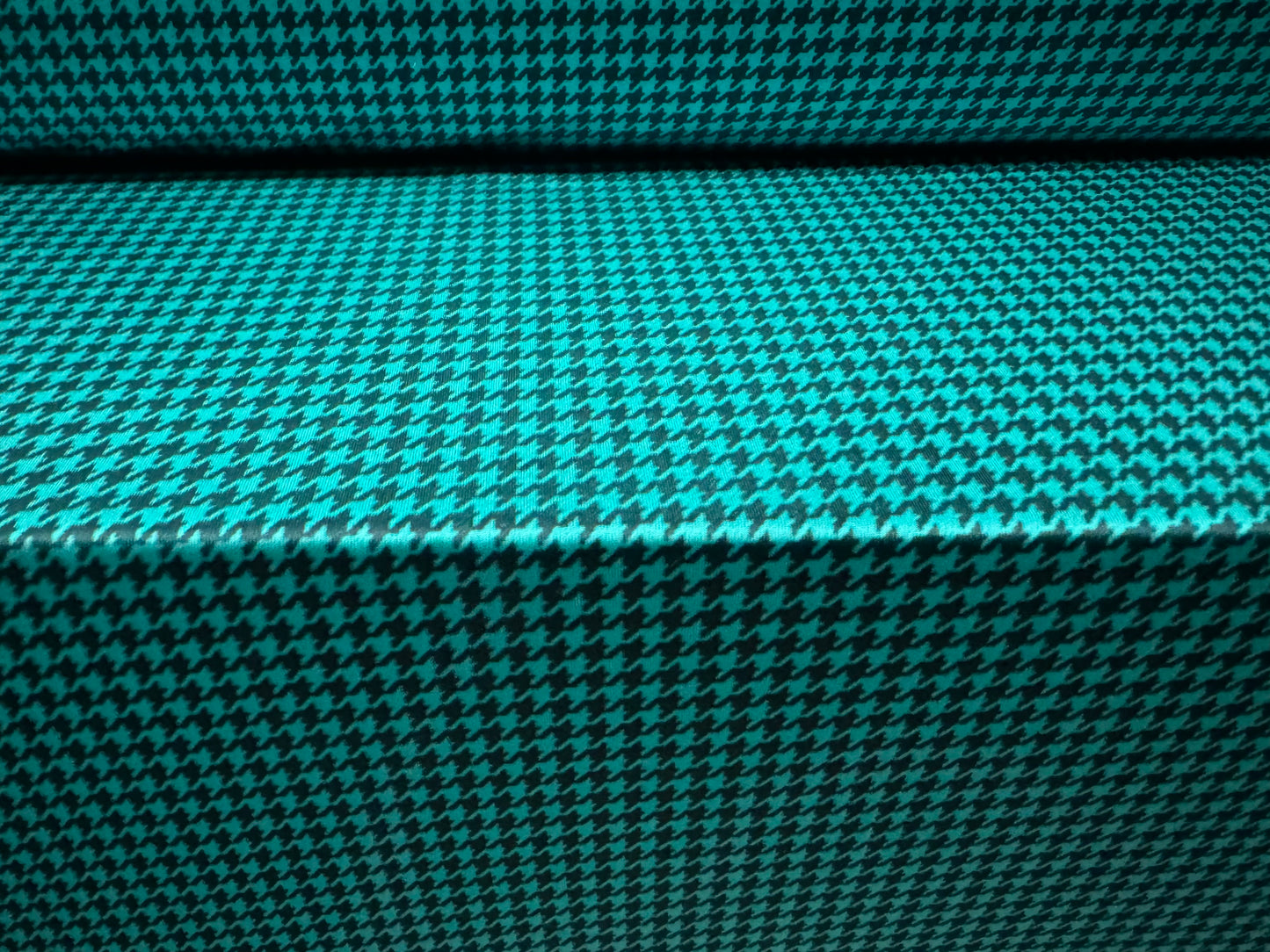 Disco stretch single jersey fabric, per metre - houndstooth print - caribbean turquoise