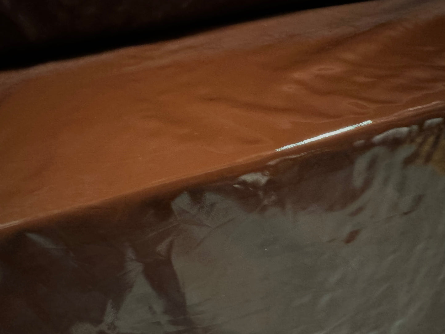 High gloss pvc fabric with comfort stretch, per metre - plain - chocolate brown