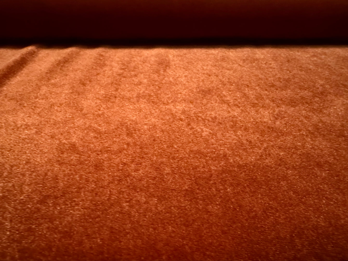 Spandex velvet stretch dress fabric, per metre - plain - burnt ginger