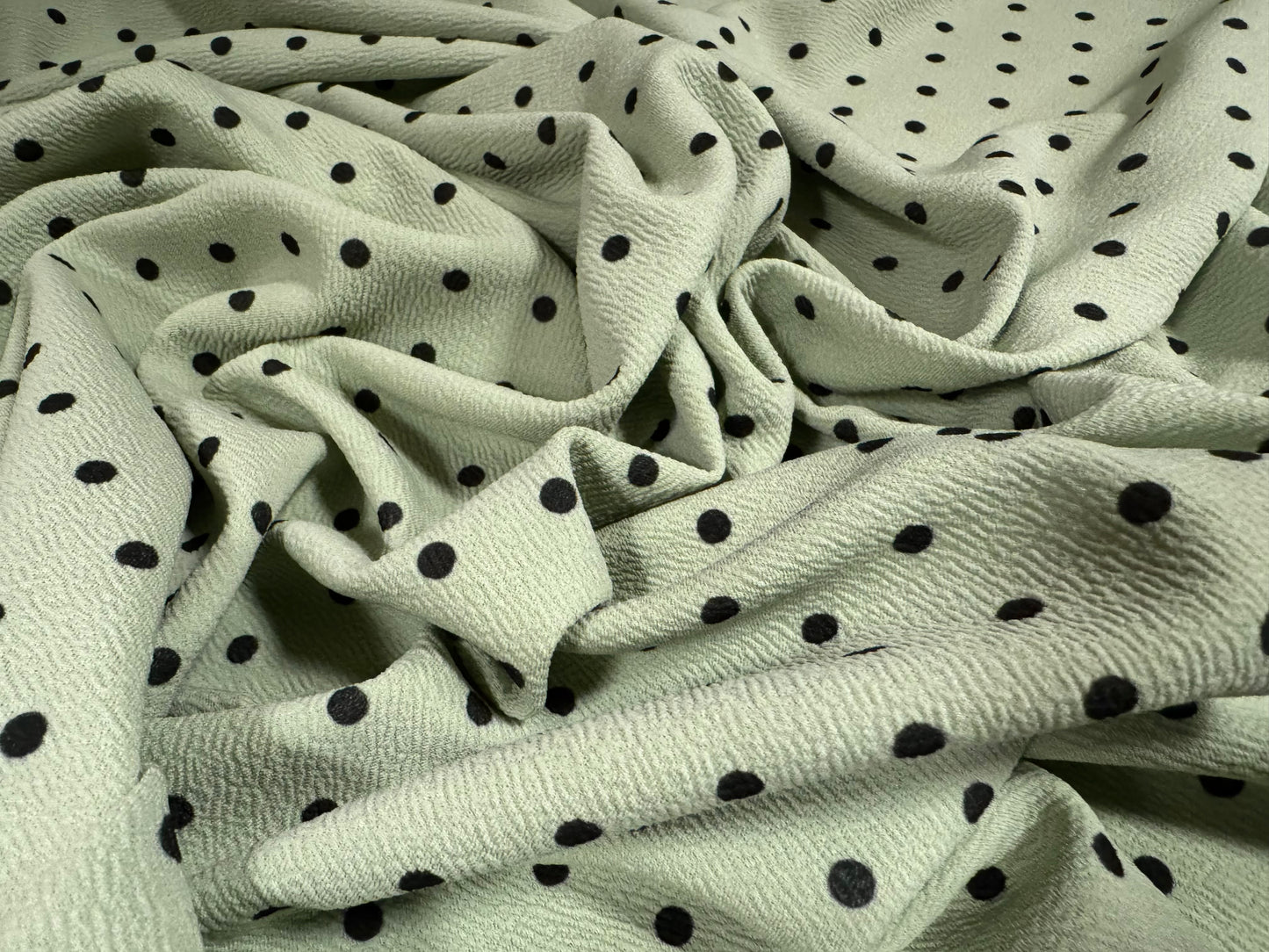 Scuba textured ‘Liverpool’ stretch spandex jersey fabric, per metre - spot print - sage green