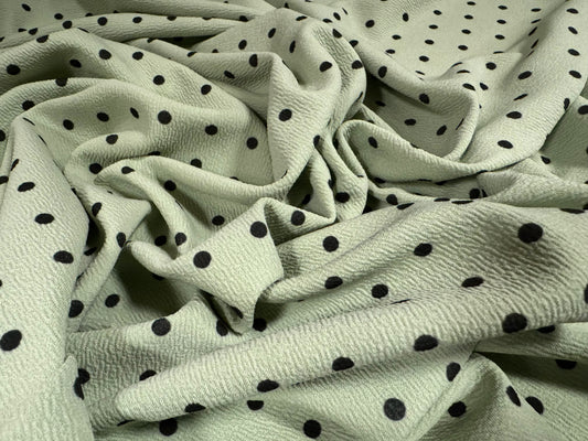 Scuba textured ‘Liverpool’ stretch spandex jersey fabric, per metre - spot print - sage green