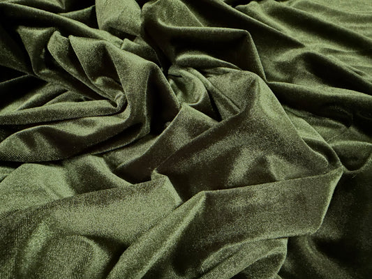 Spandex velvet stretch dress fabric, per metre - plain - Lincoln green