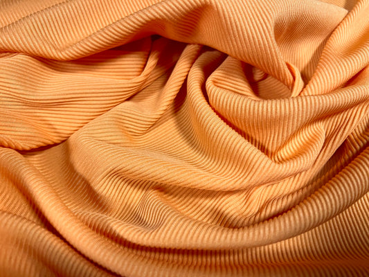 Stretch spandex rib jersey fabric, per metre - plain - apricot