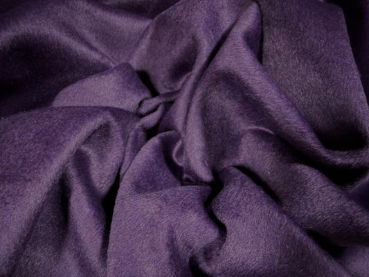 Heavyweight wool flannel fabric, per metre - plain - purple
