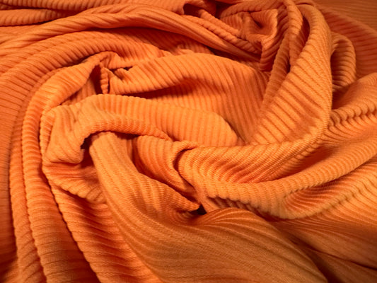 Ottoman Rib Stretch Double jersey fabric , per metre - plain - orange