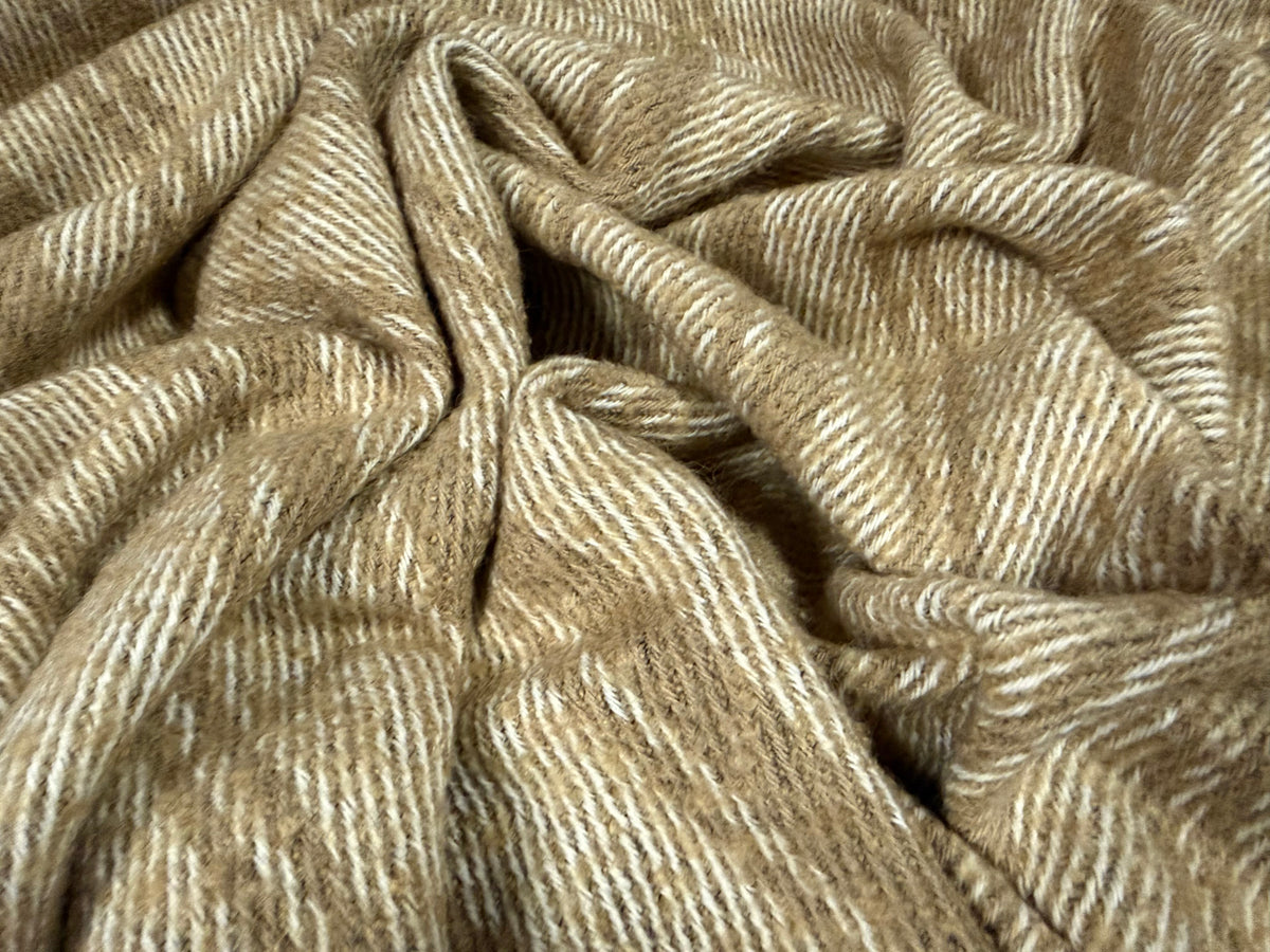 Heavyweight wool bouclé fabric, per metre - stripe - desert khaki