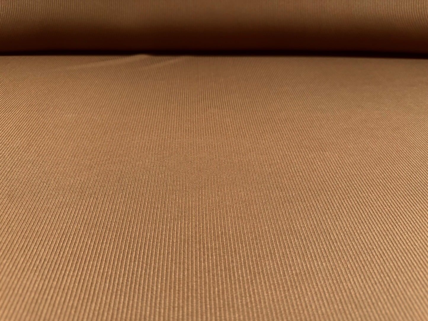 Fine ribbed spandex stretch jersey fabric, per metre - plain - hazelnut brown