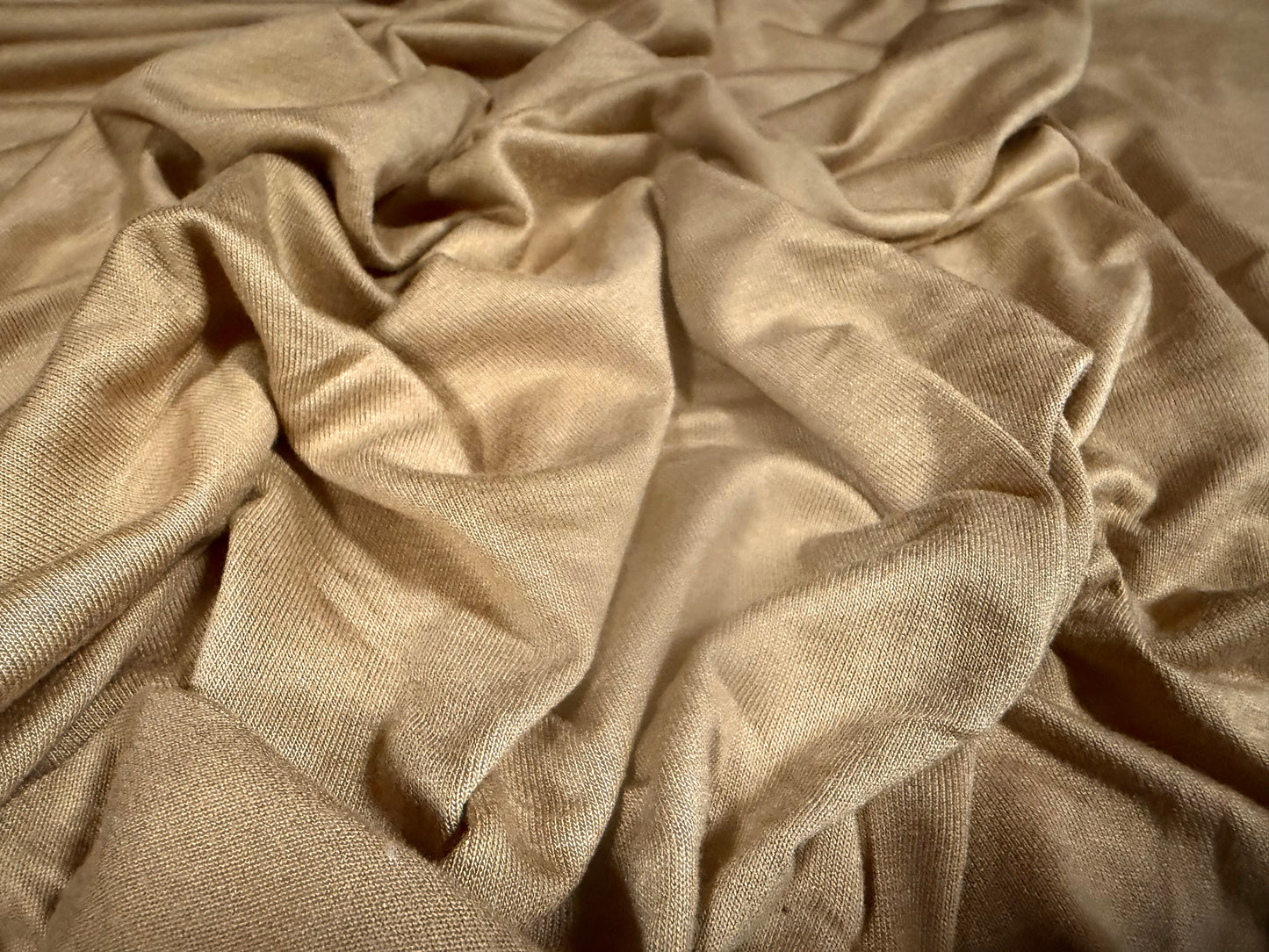 Viscose spandex stretch single jersey fabric, per metre - plain - sandstone