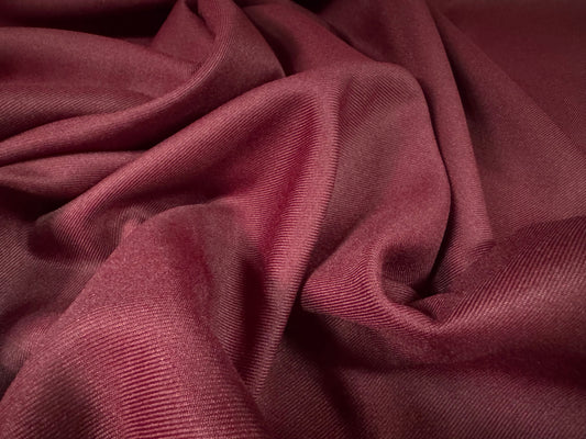 Plain weave twill trouser weight fabric, per metre - burgundy