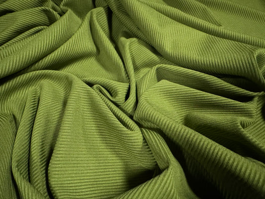 Fine stretch spandex rib jersey fabric, per metre - plain - moss green