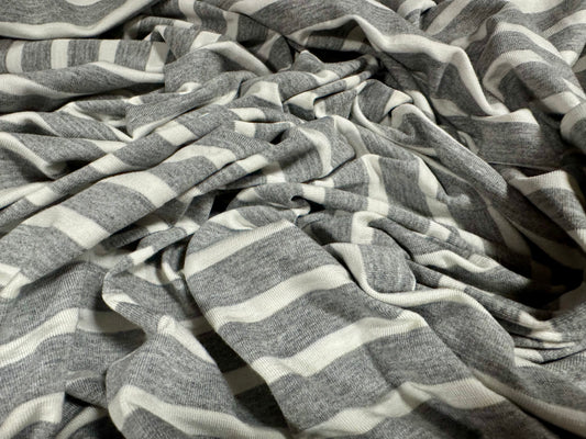 Viscose spandex stretch single jersey fabric, per metre - stripe - red marl & white