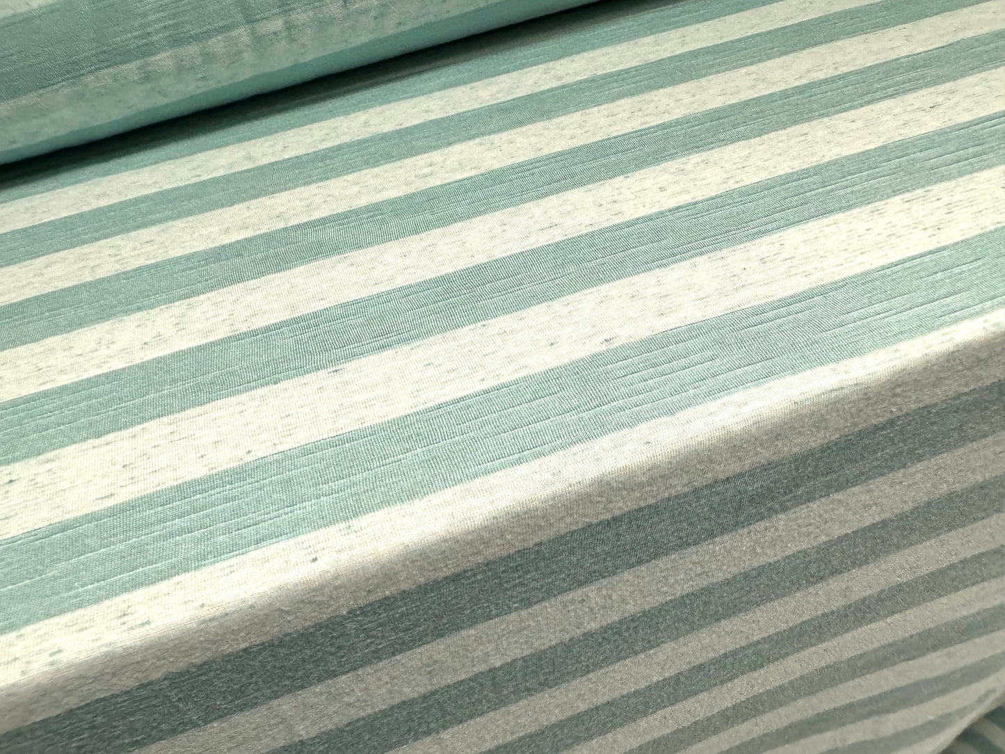 Viscose slub single jersey fashion fabric, per metre - stripe - aqua