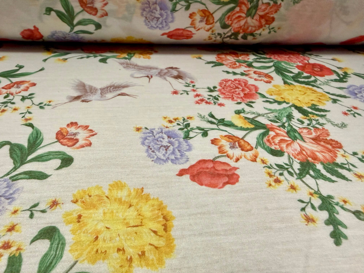 Soft handle single jersey fabric, per metre - Chinoiserie print - multicolour