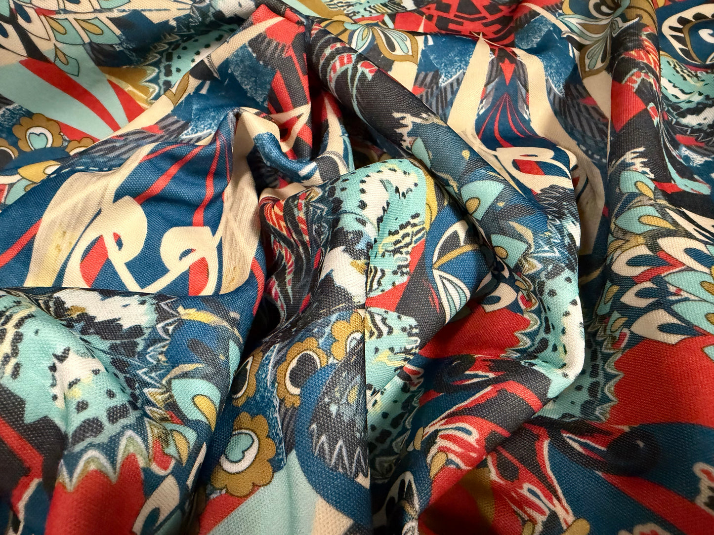 Toledo double jersey fabric, per metre - butterfly fantasy print - multicolour