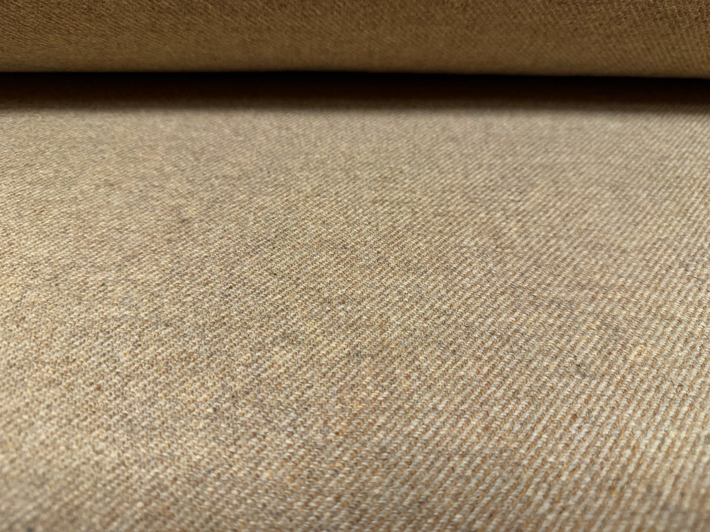 Wool tweed fabric, per metre - plain - stone