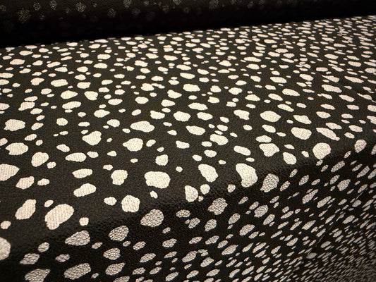 Pebble crepe woven dress fabric, per metre - abstract print - black & white