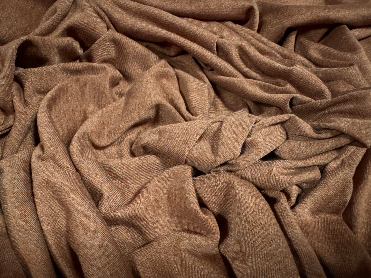 Viscose spandex stretch single jersey fabric, per metre - plain - hazelnut brown