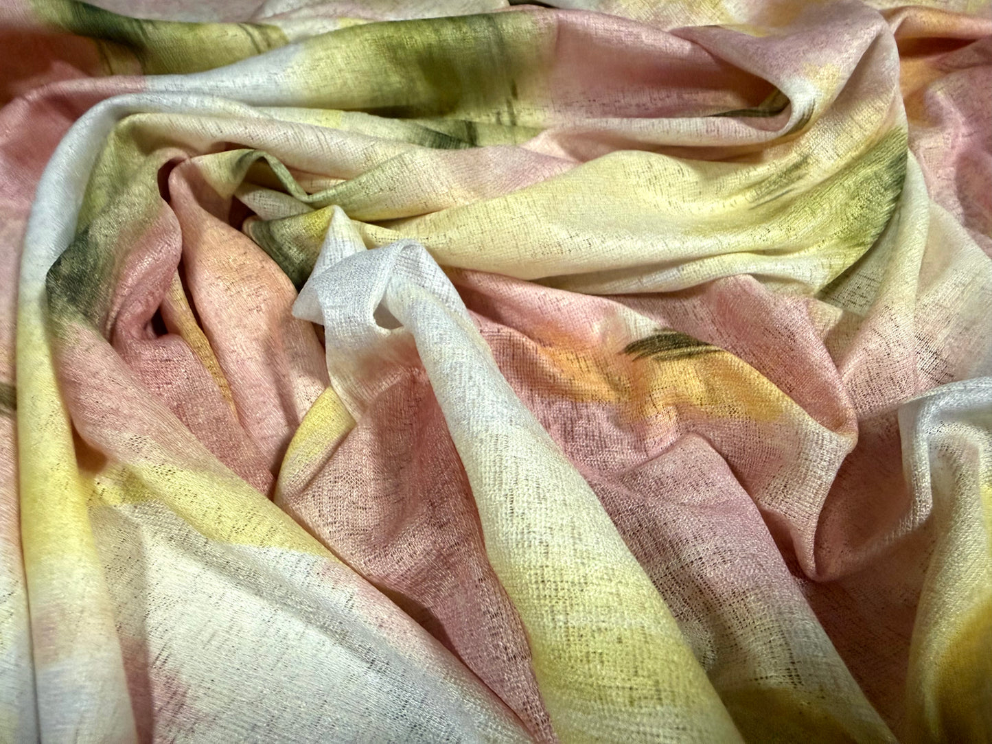 Thick & thin stretch spandex single jersey fashion fabric, per metre - stylised poppy print - pastel pink & green