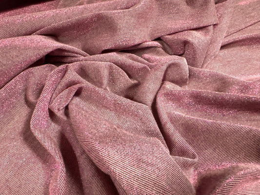 Metallic stretch single jersey fashion fabric, per metre - lurex sparkle - lilac