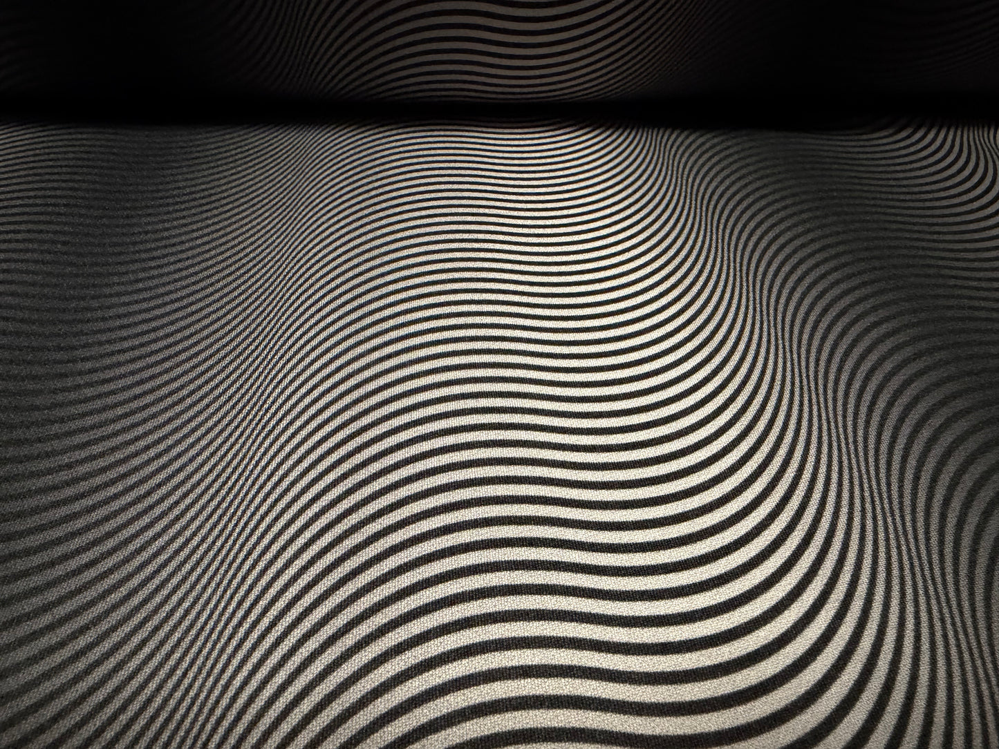 Stretch spandex crepe jersey fabric, per metre - psychedelic print - black & grey