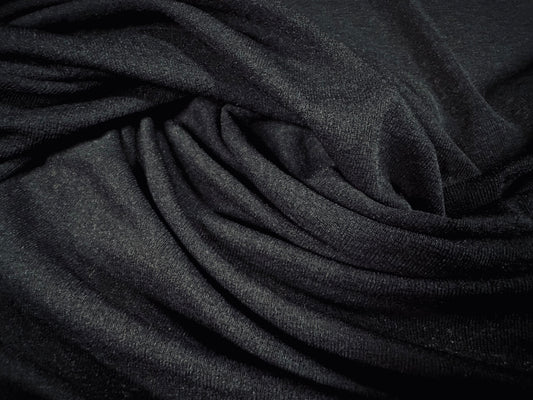 Thick & thin stretch spandex single jersey fashion fabric, per metre - plain - black