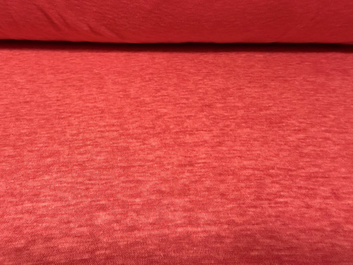 Linen blend stretch single jersey fabric, per metre - melange - coral
