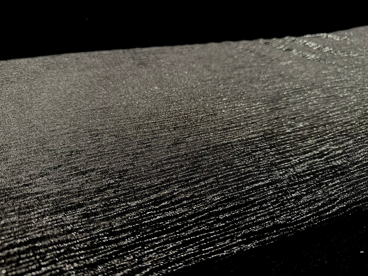 Metallic spandex velvet dress fabric, per metre - pinstripe slub - black & silver