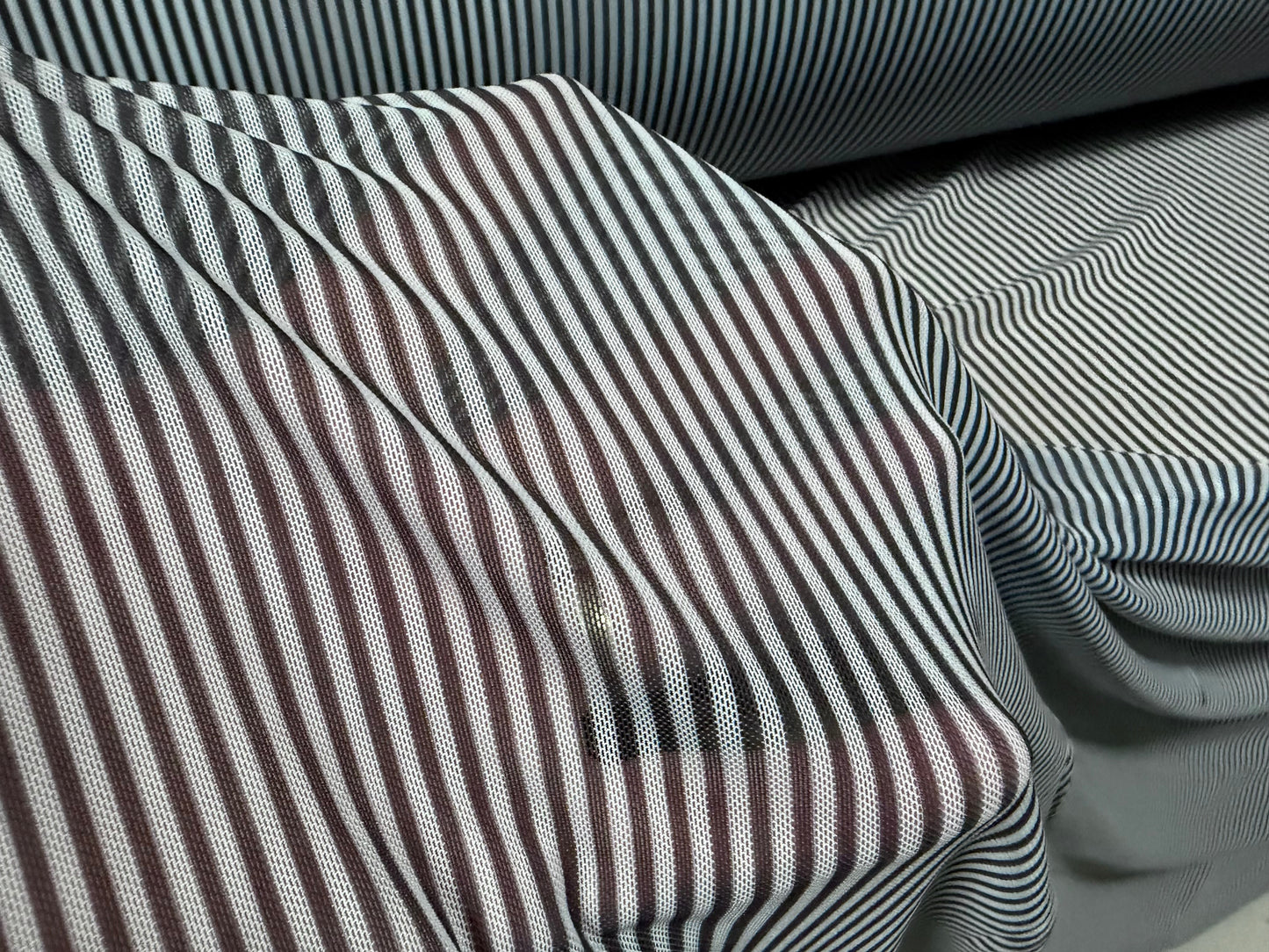 Power mesh net stretch spandex fabric, per metre - stripe - blue-grey