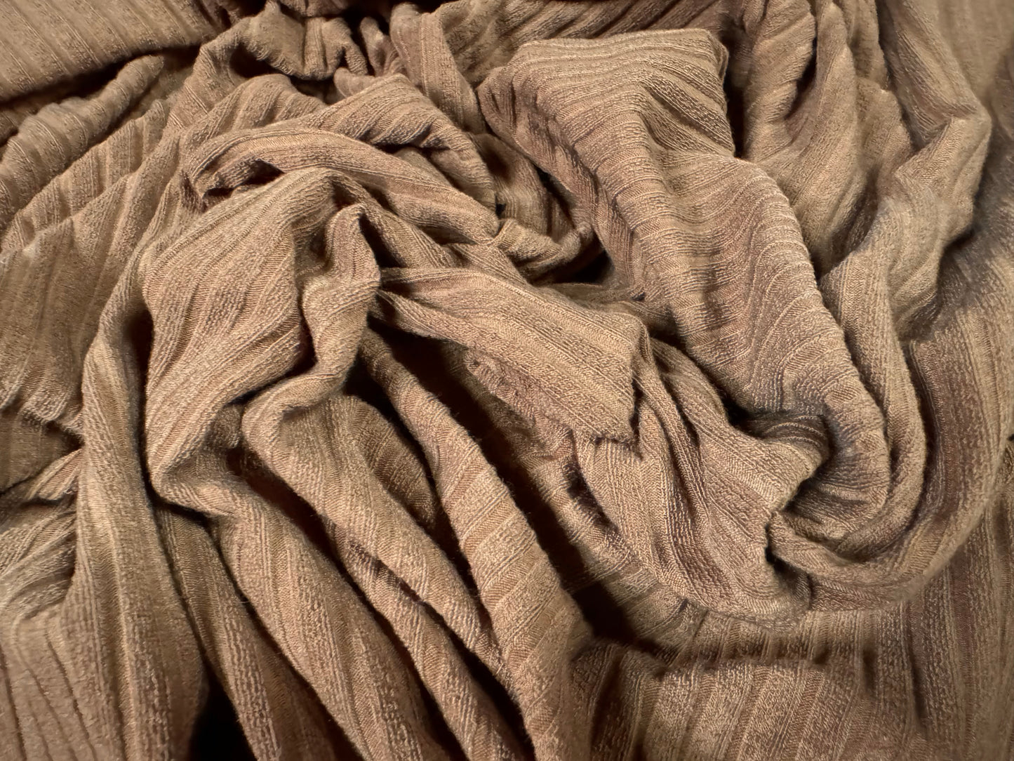 Soft Spandex stretch rib jersey fabric, per metre - plain - taupe brown