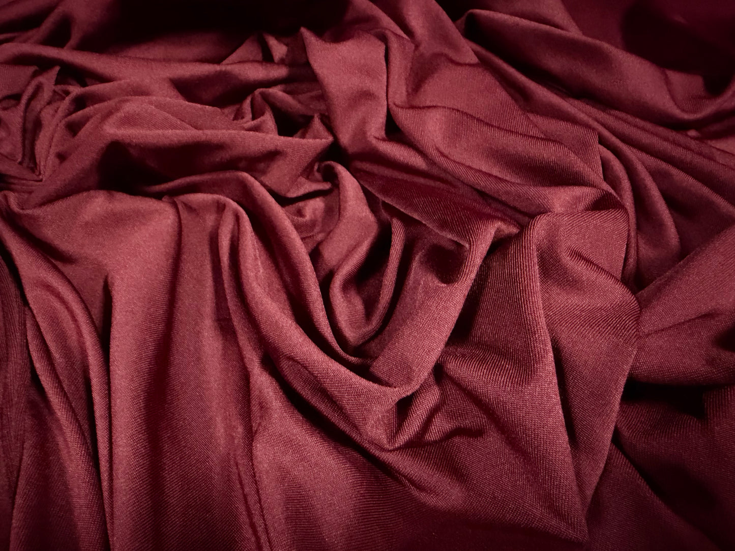 Lightweight stretch single jersey fabric, per metre - plain - burgundy