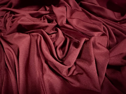 Lightweight stretch single jersey fabric, per metre - plain - burgundy