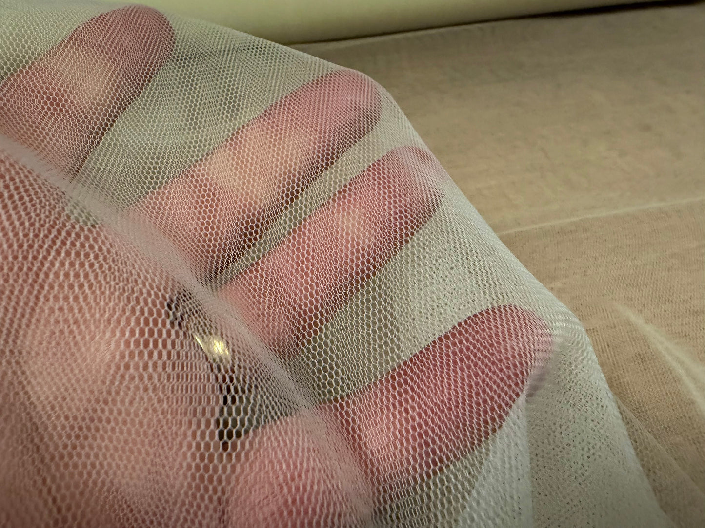 Double width tulle tutu mesh net fabric, per metre - plain - cream