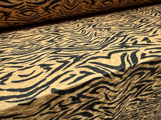 Stretch spandex jersey jacquard fabric, per metre - zebra print - light brown