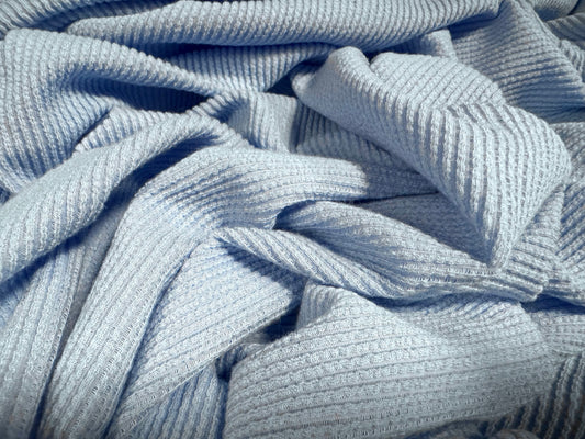 Thermal rib stretch spandex jersey knit fabric, per metre - plain - sky blue
