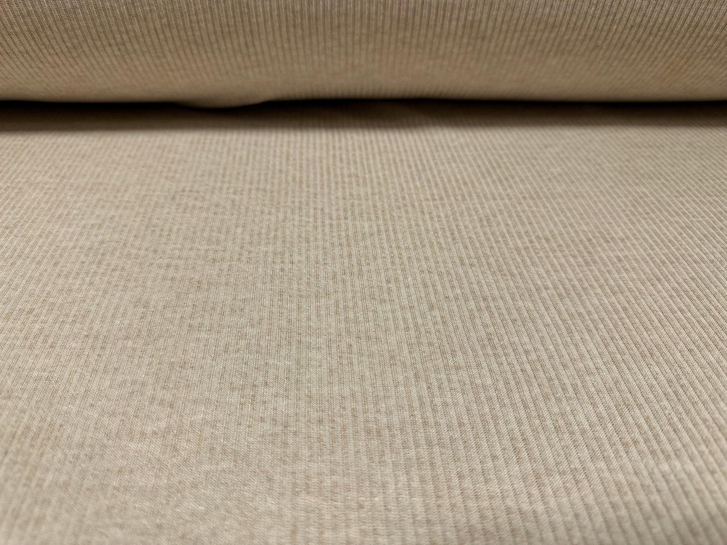 Stretch spandex rib jersey knit fabric, per metre - oatmeal marl