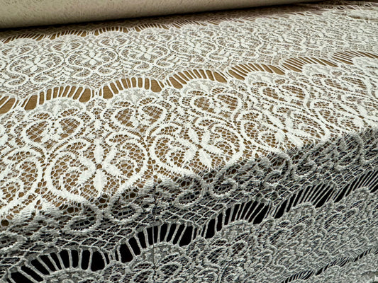 Soft cotton lace dress fabric, per metre - paisley frill - cream